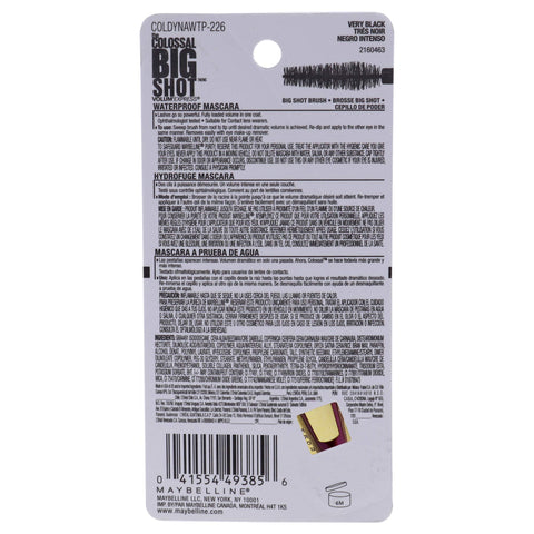Maybelline New York Volum' Express The Colossal Big Shot Waterproof Mascara, Very Black, 0.32 fl. oz., 1 Count (Pack of 1), (I0097470)