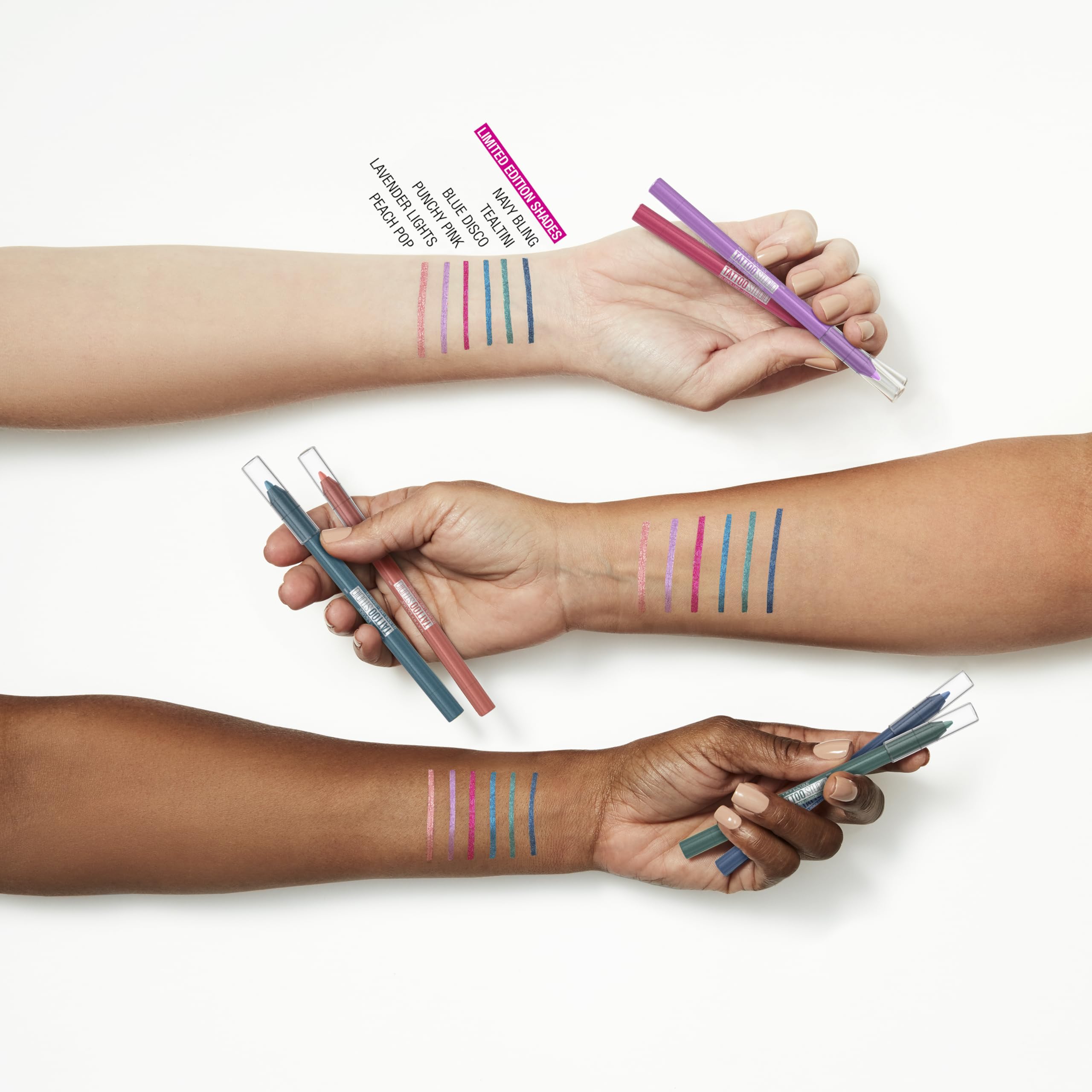 MAYBELLINE Tattoo Studio Sharpenable Eyeliner Pencil, 36 Hour Wear, Waterproof, Tealtini, 1 Count