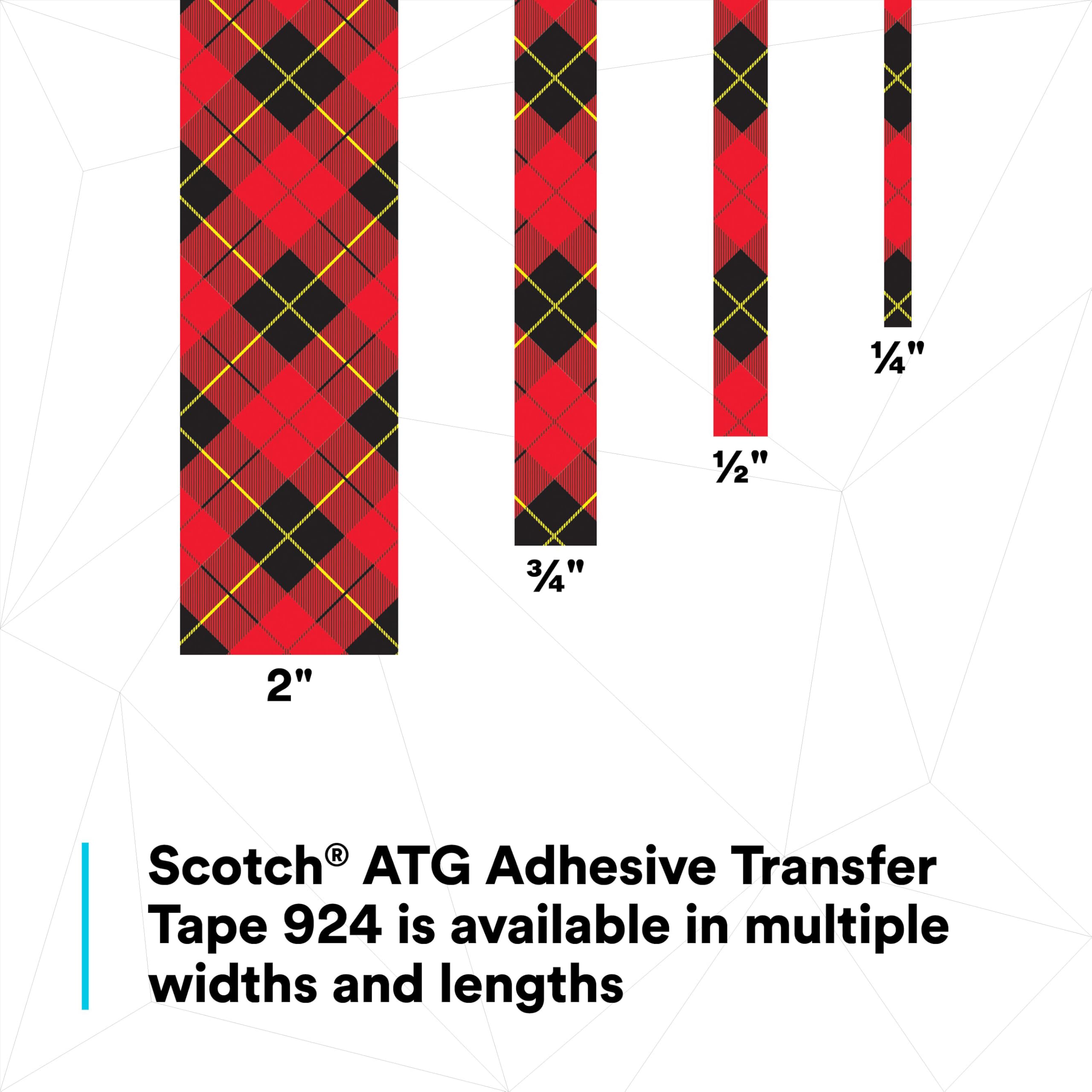 3M Scotch ATG Adhesive Transfer Tape 924, Clear Tape, 3/4 in x 36 yd, 2 mil (1 Roll)