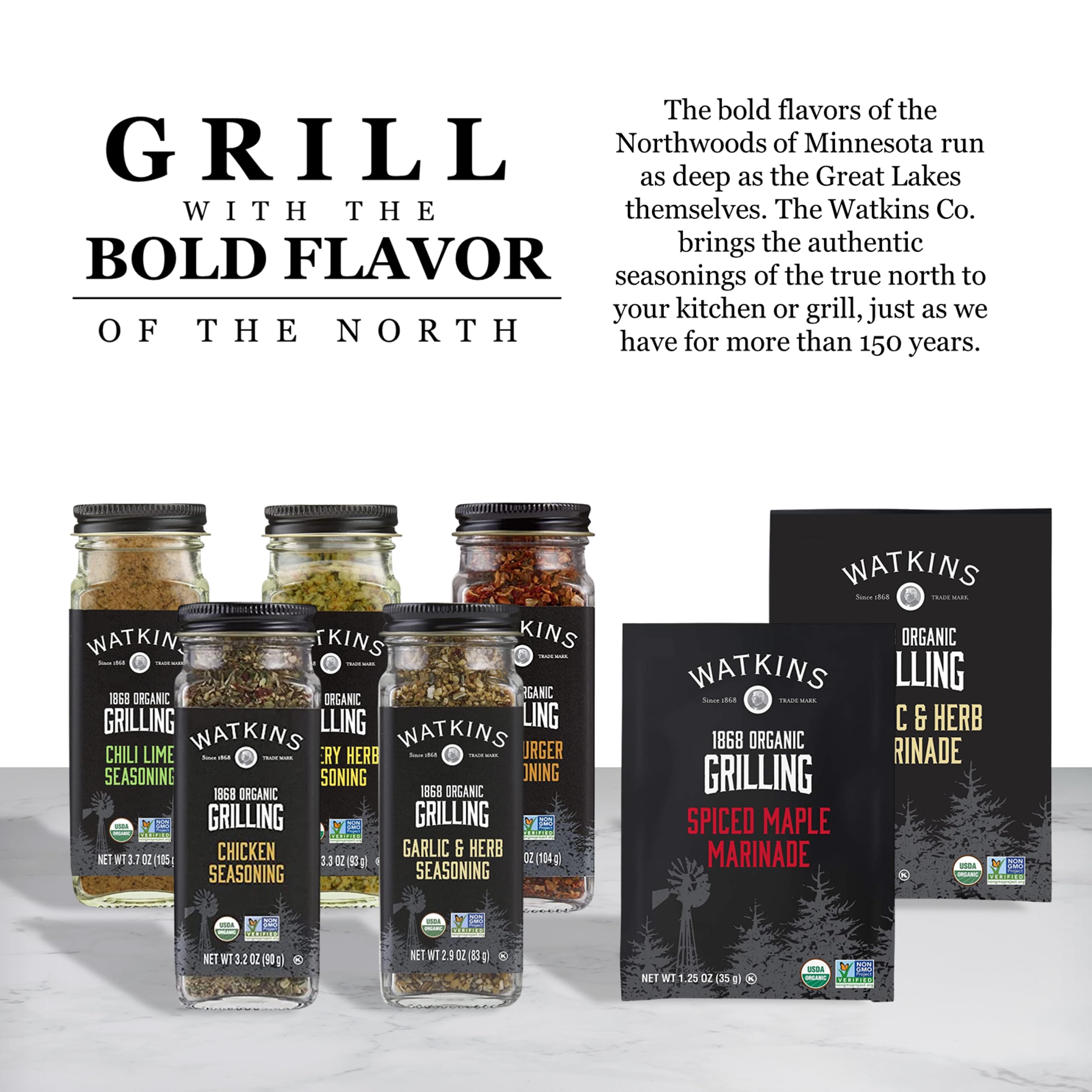Watkins 1868 Organic Grilling Steak Seasoning, 3.5oz (Pack of 1)