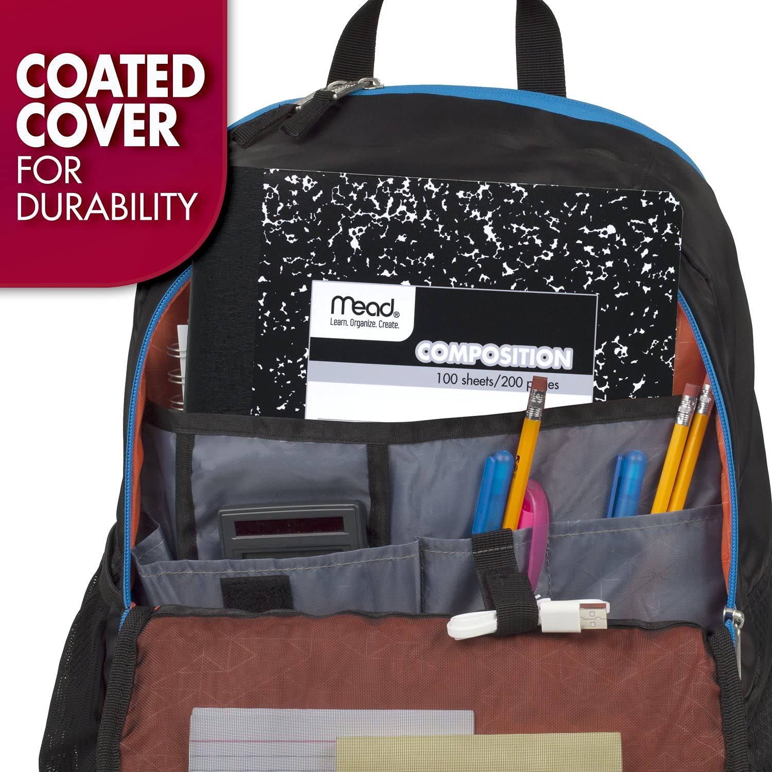 Mead Composition Notebook, 12 Pack, Wide Ruled Paper, 7-1/2" x 9-3/4", 100 Sheets per Comp Book, Black Marble (72936)