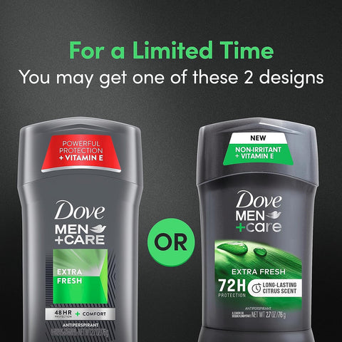 Dove Men + Care 48 Hour Antiperspirant Stick, Non-Irritant, Extra Fresh, 2.7 Ounces, Pack of 7