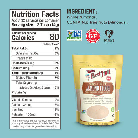 Bob's Red Mill Blanched Almond Flour, Finely Sifted - 16 Ounce (Pack of 1) - Non-GMO, Gluten Free, Paleo, Vegan, Keto Friendly