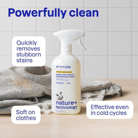 ATTITUDE Stain Remover Spray for Laundry, Removes Odors & Stains, Plant-Based & Vegan, Citrus Zest Scent, 27.1 Fl Oz