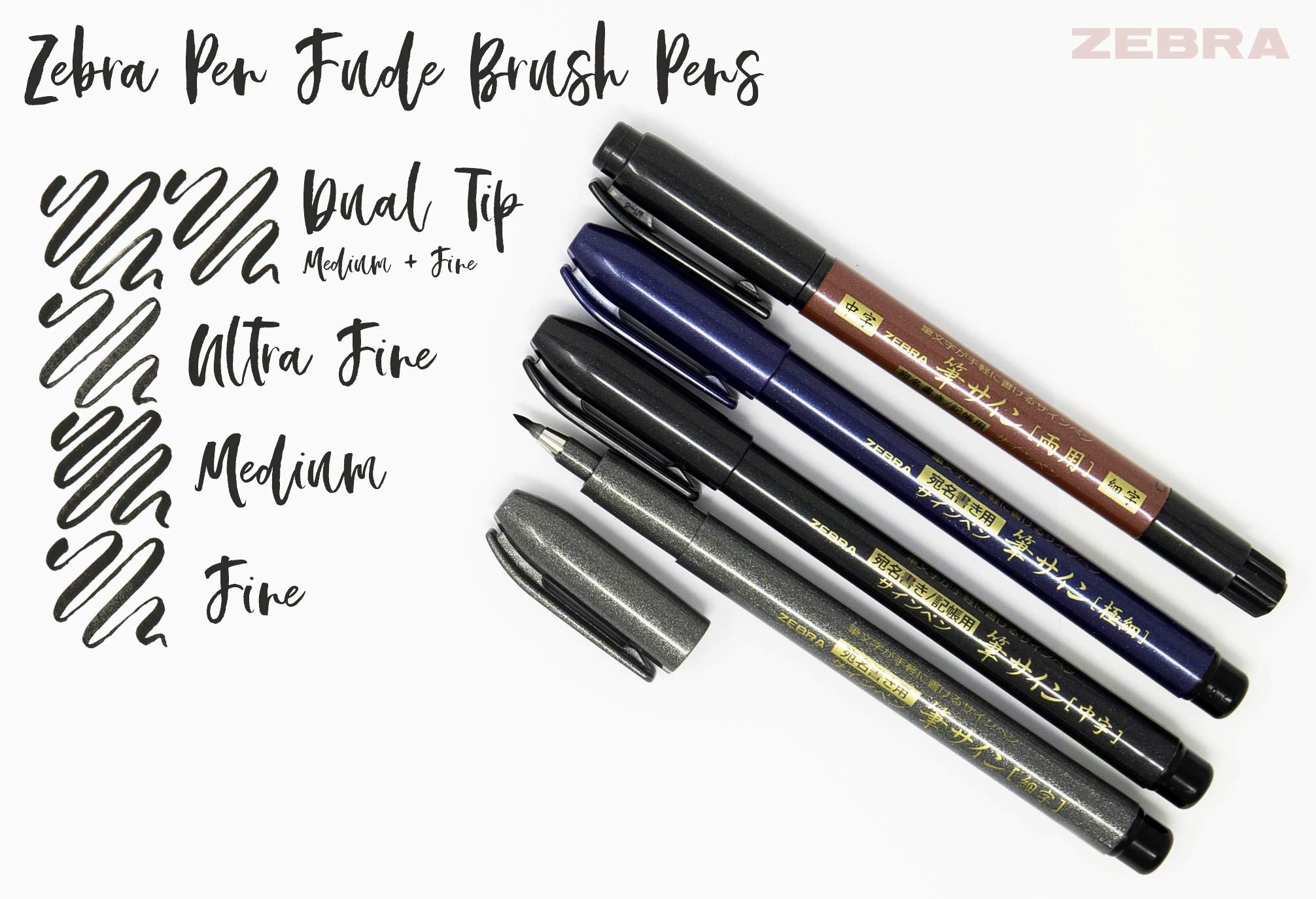Zebra Pen, Zensations Brush Pen, Fine Tip, Water-Based Pigment Ink, Brush Pen Tip Allows for Thick and Thin Lines in One Expressive Tool, Japanese Design, 1-Pack (01211)
