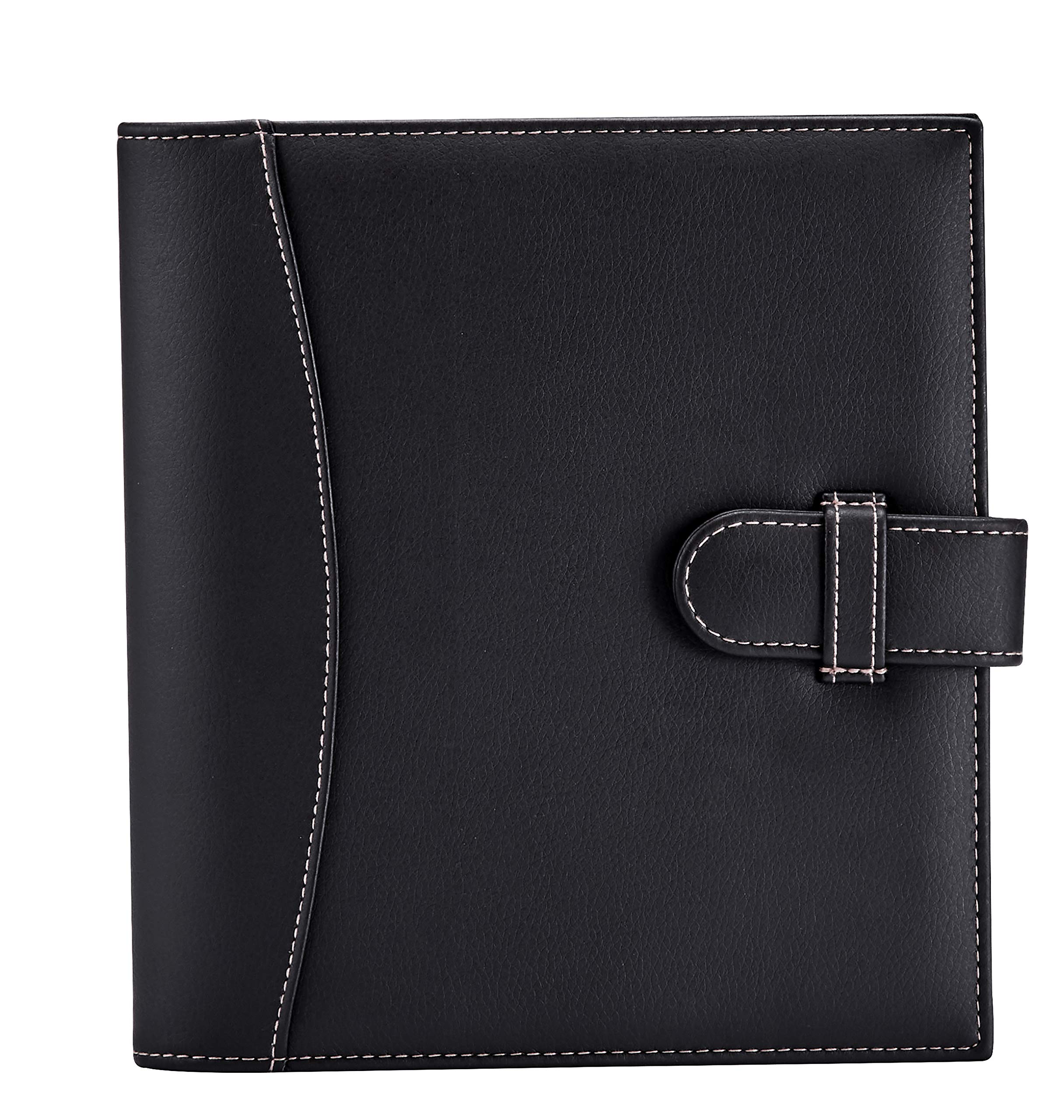 It's Academic Mini Executive Leather Portfolio Folder, 1" Ring Binder and 250-Sheet Capacity, Note Pads, and 5.5"" x 8.5" Documents, 2 Pen Loops, Black Faux Leather (98294)