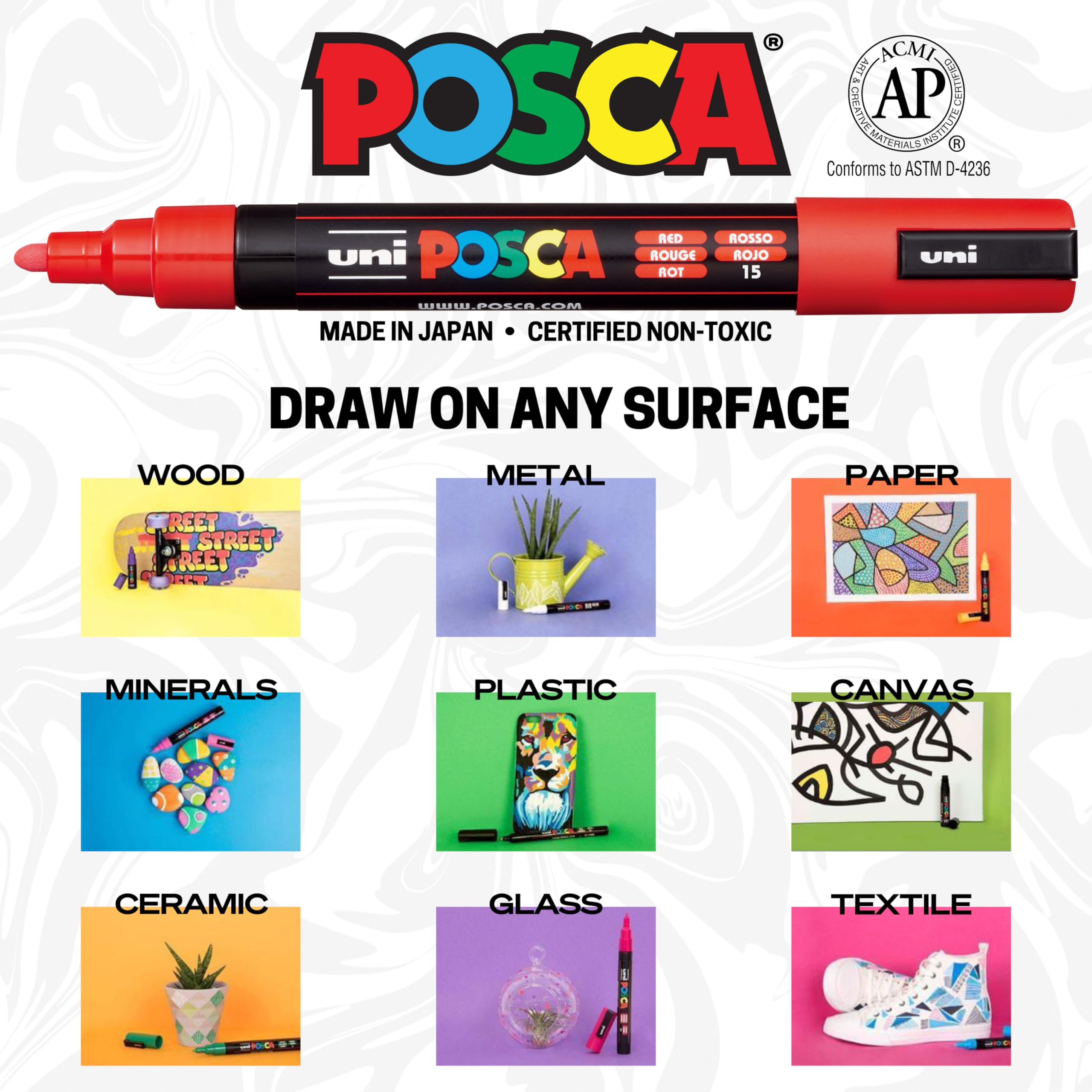 Posca Marker 3M in Black, Pens for Art Supplies, School, Rock Art, Fabric, Paint Pen, Art, Posca Markers