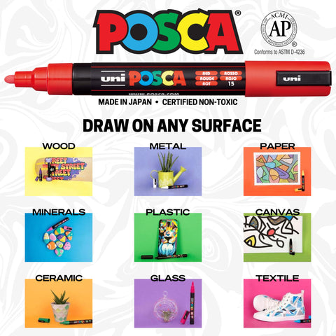 Posca Marker 3M in Black, Pens for Art Supplies, School, Rock Art, Fabric, Paint Pen, Art, Posca Markers
