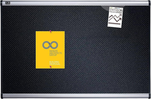 Quartet Bulletin Board, Foam, 4' x 3', Embossed, Hi-Density Fiberboard, Aluminum Frame, Black (B344A)