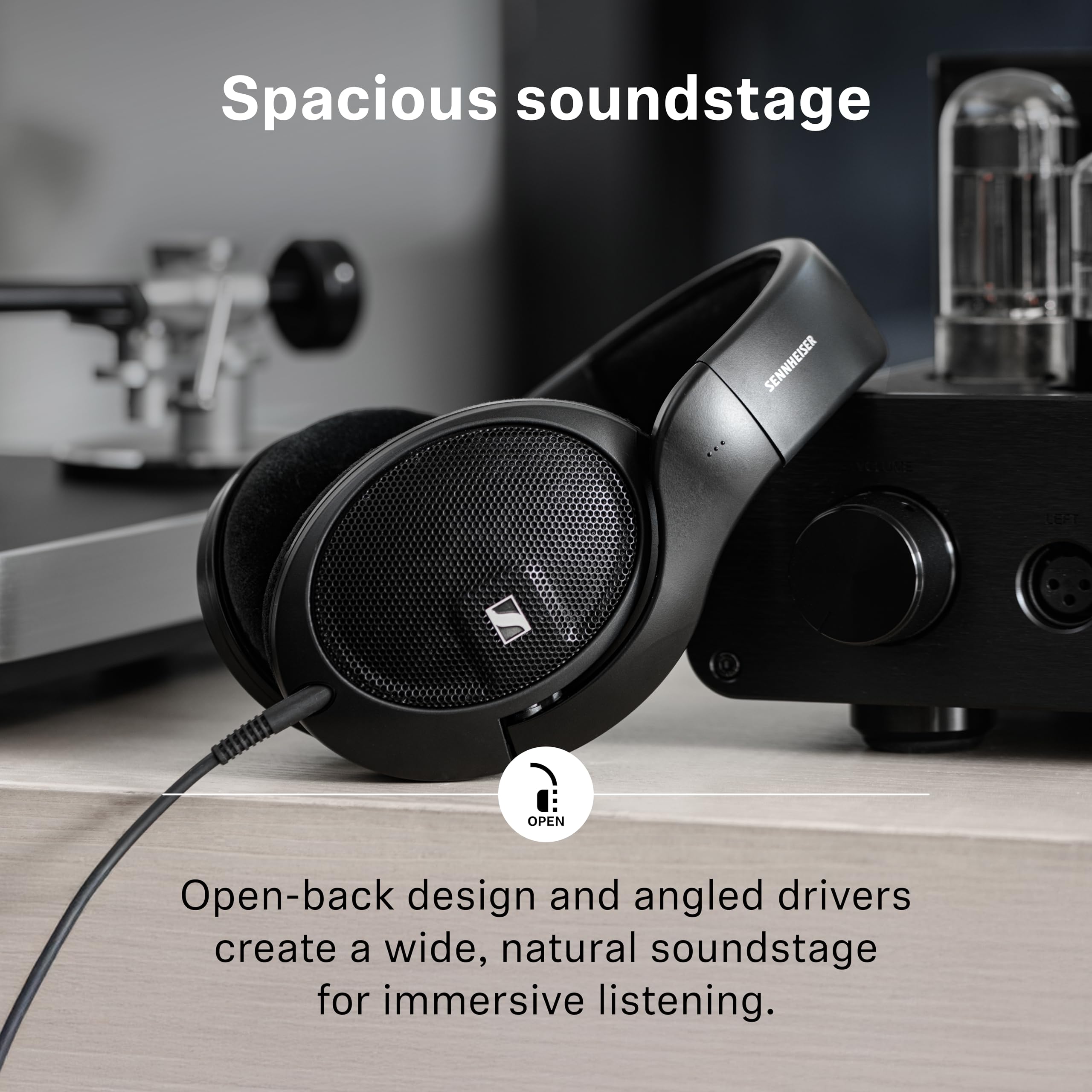 Sennheiser HD 560S Open-Back Over-Ear Wired Headphones – Neutral, Natural Sound for Music, Gaming, and Content Creation, Black