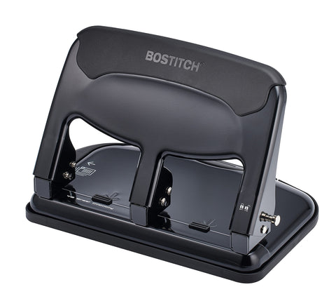 Bostitch Office EZ Squeeze Heavy Duty 3-Hole Punch for Home Office & School, 40-Sheet Capacity, One-Touch Reduced Force, Sleek Black Design