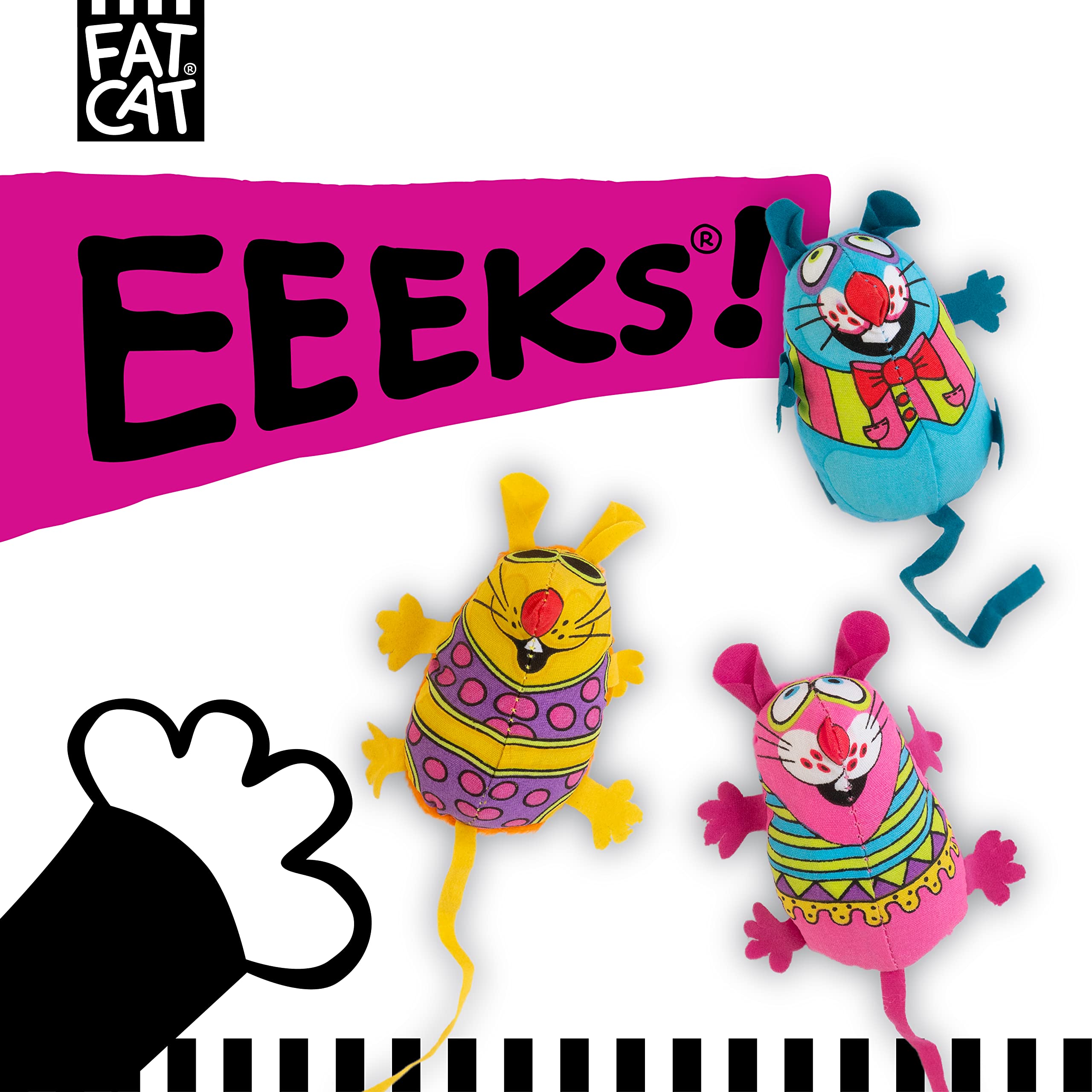 Bamboo Pet CAM650384 Fat Cat Kitty Hoots Eeeks Chic Catnip Toy, Multicolor