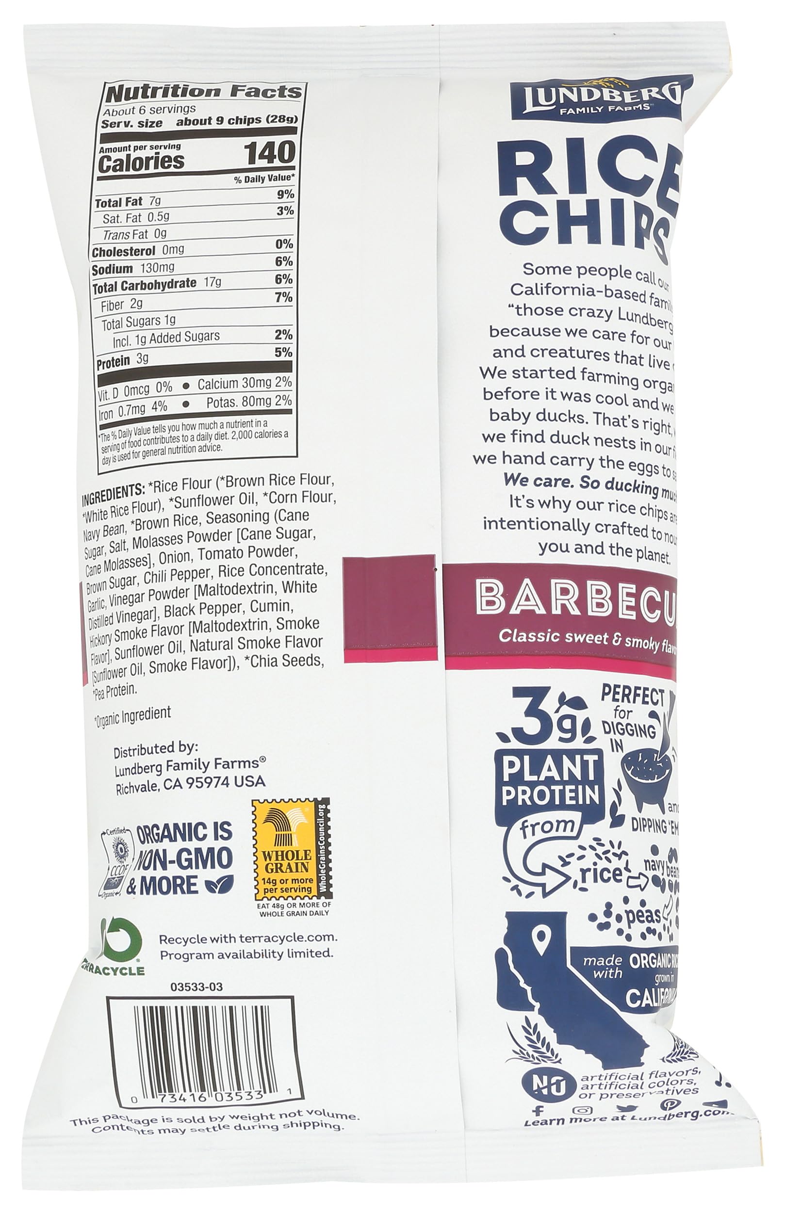 Lundberg Rice Chips Santa Fe Barbecue, 6 Oz, Packaging may vary