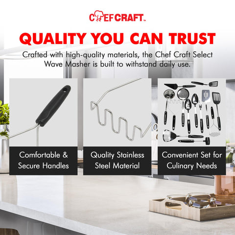 Chef Craft Select Sturdy Masher, 11 inch, Stainless Steel