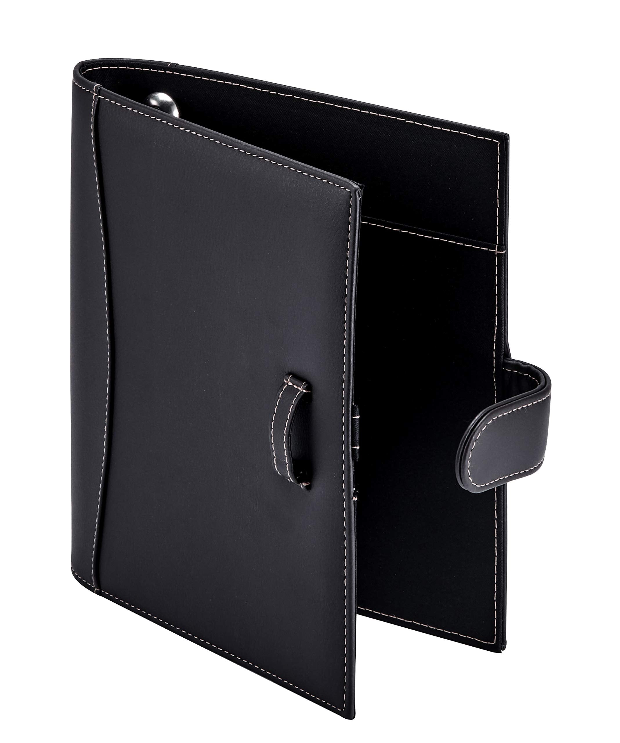 It's Academic Mini Executive Leather Portfolio Folder, 1" Ring Binder and 250-Sheet Capacity, Note Pads, and 5.5"" x 8.5" Documents, 2 Pen Loops, Black Faux Leather (98294)