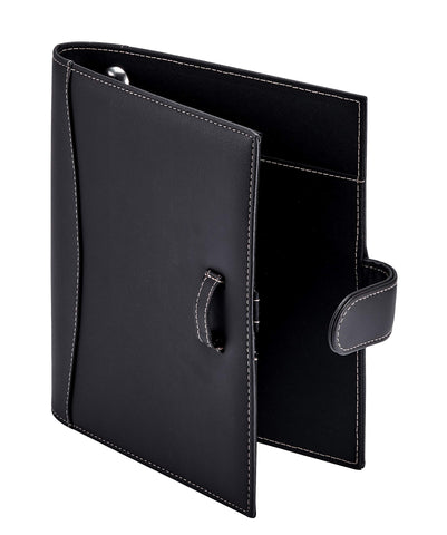 It's Academic Mini Executive Leather Portfolio Folder, 1" Ring Binder and 250-Sheet Capacity, Note Pads, and 5.5"" x 8.5" Documents, 2 Pen Loops, Black Faux Leather (98294)