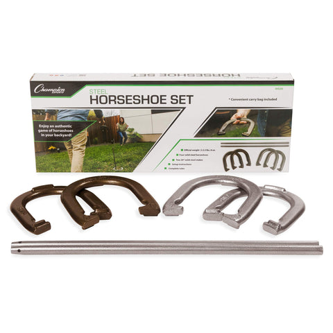 Champion Sports unisex adult Classic Horseshoe Game Set, Black/Silver/Brass, One Size US