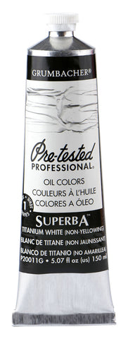 Grumbacher Pre-Tested Oil Paint, 150ml/5.07 oz., Superba White (P20011G)