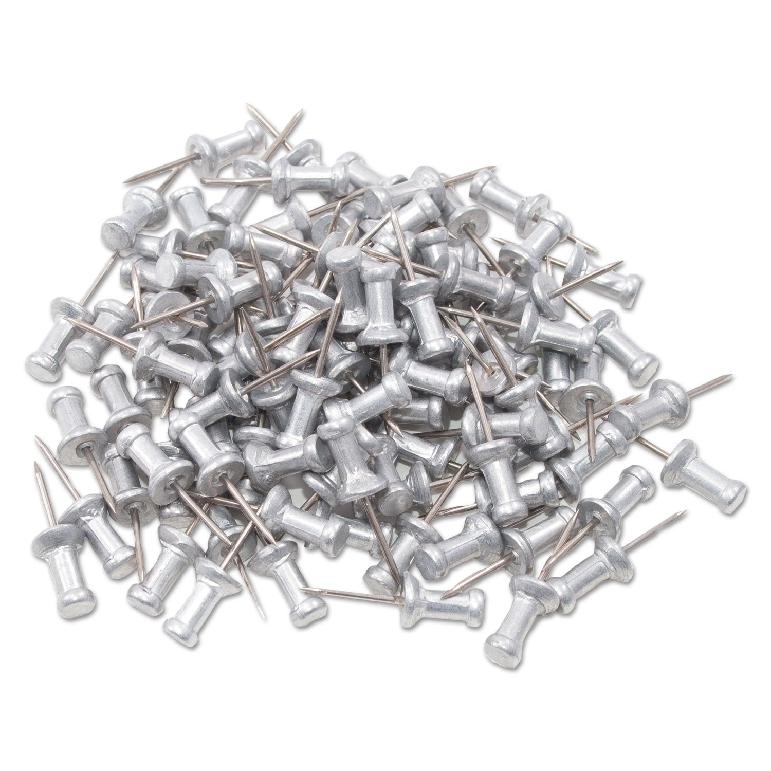 GEM CPAL4 Aluminum Head Push Pins, Aluminum, Silver, 1/2", 100/Box