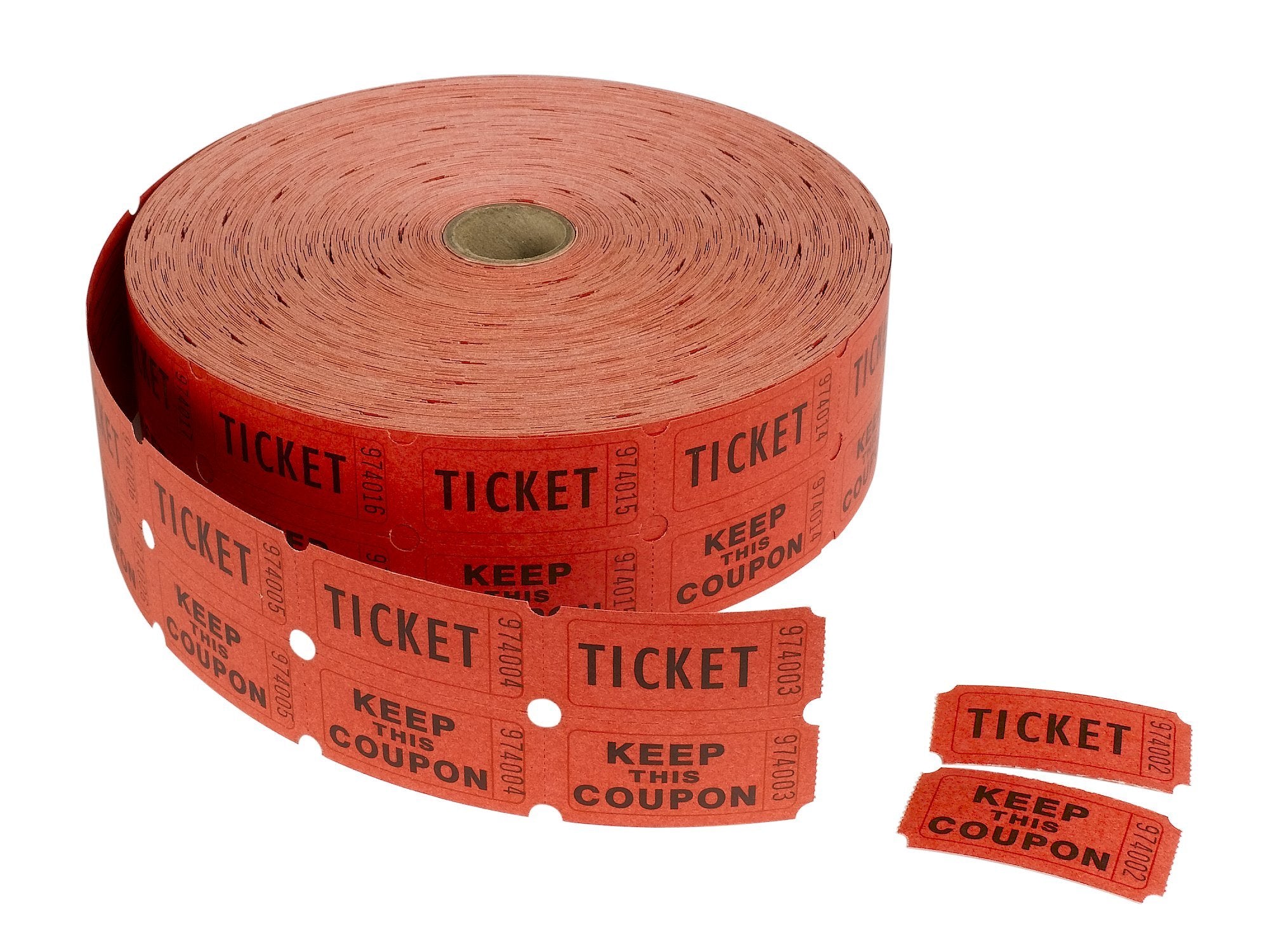 MACO Double Roll - Ticket/Keep This Coupon - Tickets, 1 x 2 Inches, Red, 2000 Per Roll (18-620)