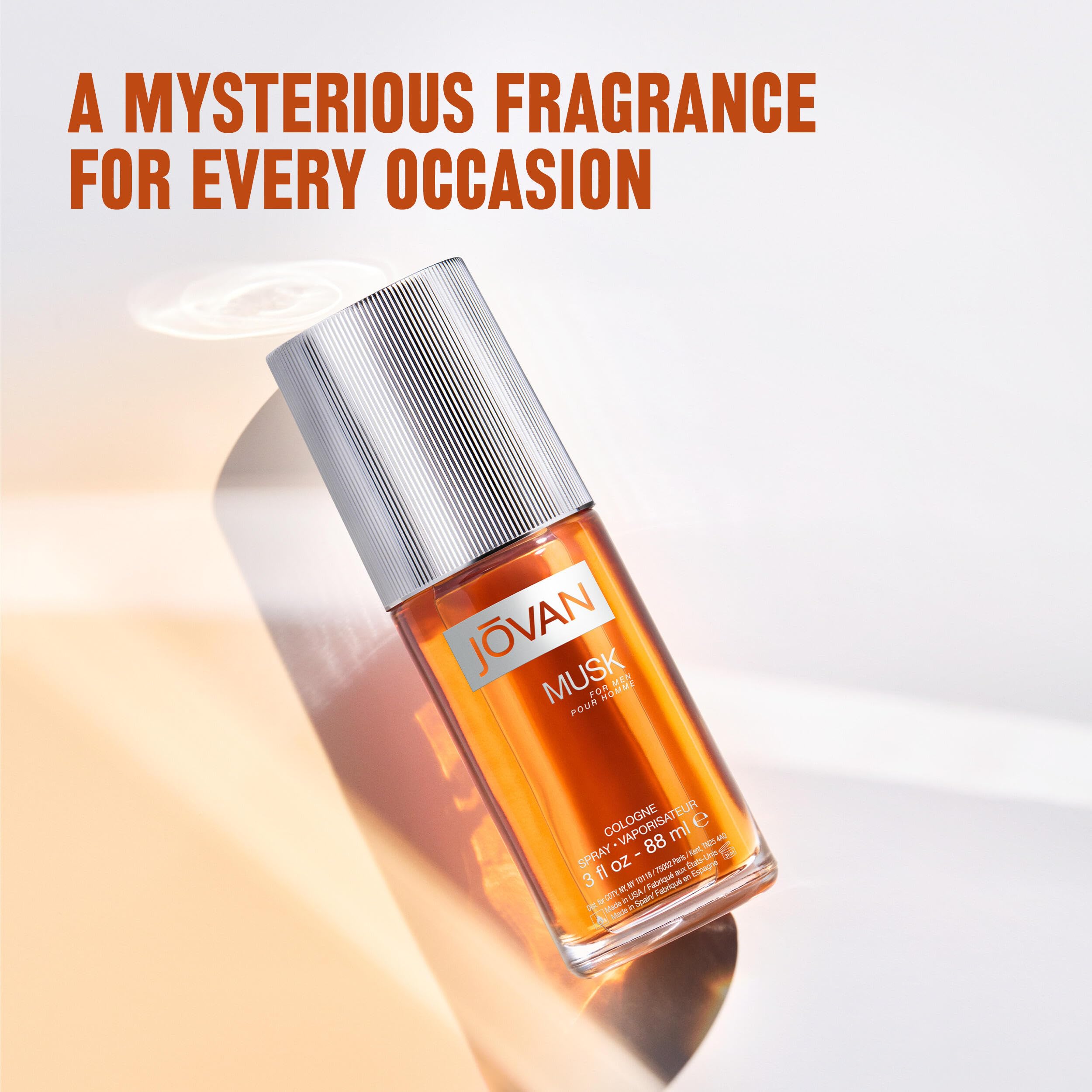 Jovan Musk for Men Eau de Cologne Spray 3 fl oz (Pack of 1), Notes of Carnation, Lavender, and Amber, Men's Fragrance, Long Lasting, Everyday Fragrance, Travel Size