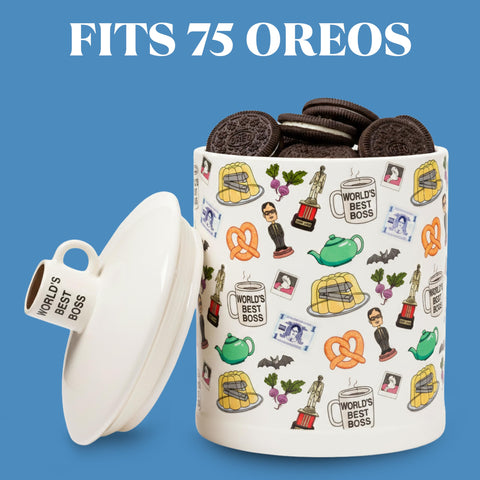 Silver Buffalo The Office Dunder Mifflin World's Best Boss Classic Icons Ceramic Cookie Snack Jar (Large)