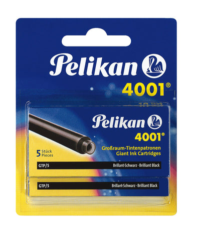 Pelikan 4001 GTP/5 Ink Cartridges for Fountain Pens, Brilliant Black, 1.4ml, 10 Pack (330860)