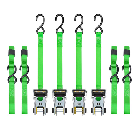 SmartStraps 14 ft. Green RatchetX Tie Down Straps with 500 lb. Safe Work Load - 4 pack 345