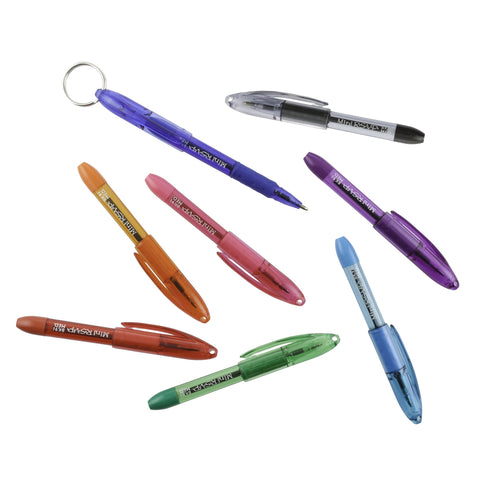 Pentel RSVP Mini Ballpoint Pen, (1.0mm) Medium Line, Assorted Ink (A/B/C/D/F/P/S/V) w/Key Ring, 8-Pk (BK91MNBP8M)