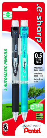 Pentel.E-Sharp Automatic Pencil, 0.5mm, Assorted Barrels, 2 Pack (AZ125BP2M-K6)
