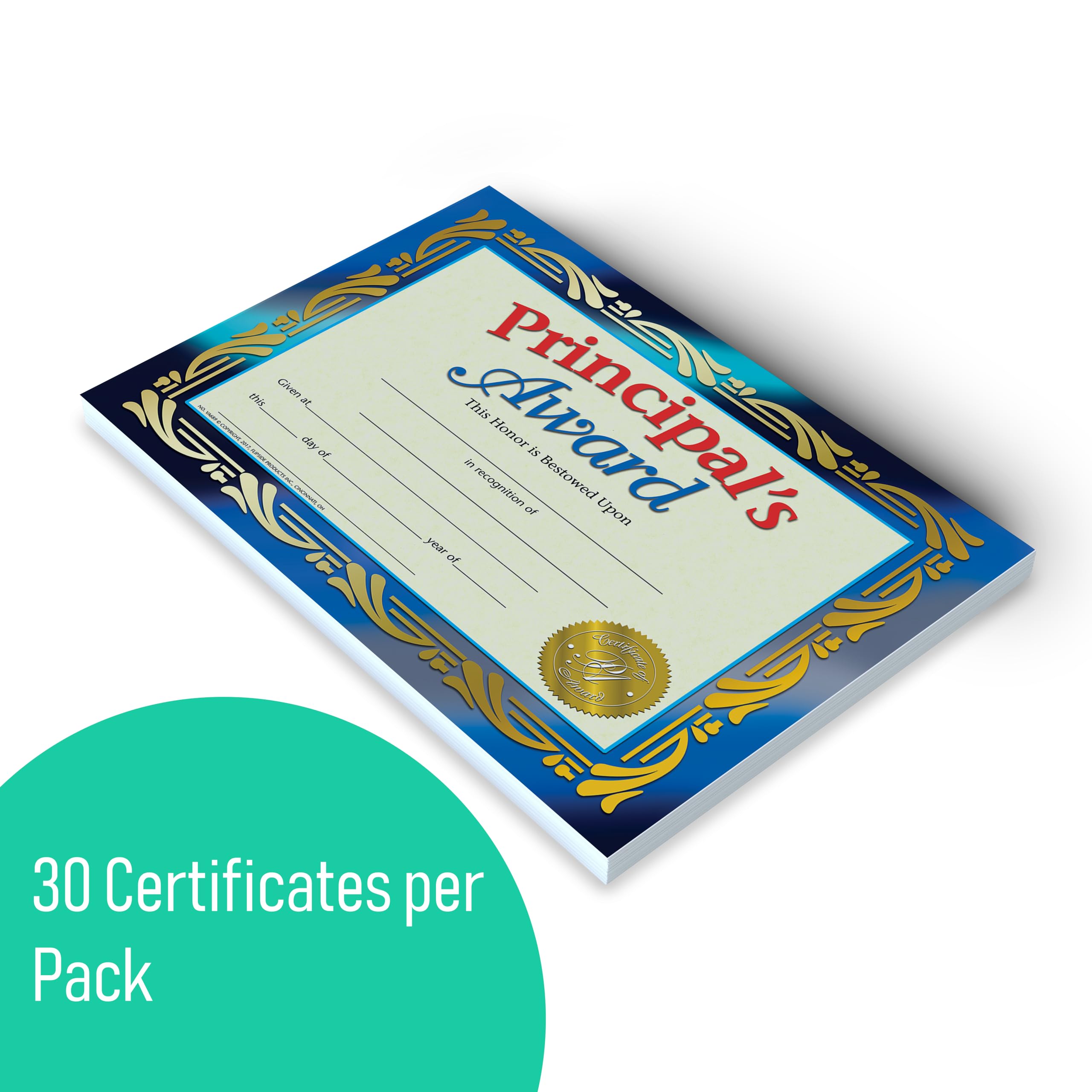 Flipside Products Hayes Principal's Award Certificate, Recognition, Award Student Achievement, Incentive, Full-Color Matte Finish, 8.5" x 11", 30 Pack
