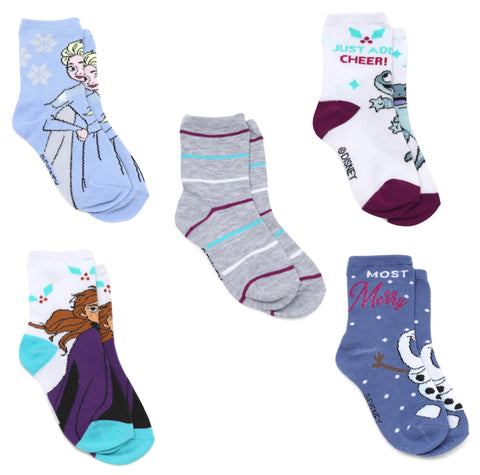 Disney Frozen Girls Toddler Multi Pack Socks Set, Lavender, Small