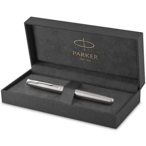 PARKER Sonnet Fountain Pen, Stainless Steel with Palladium Trim, Medium Nib (1931510)