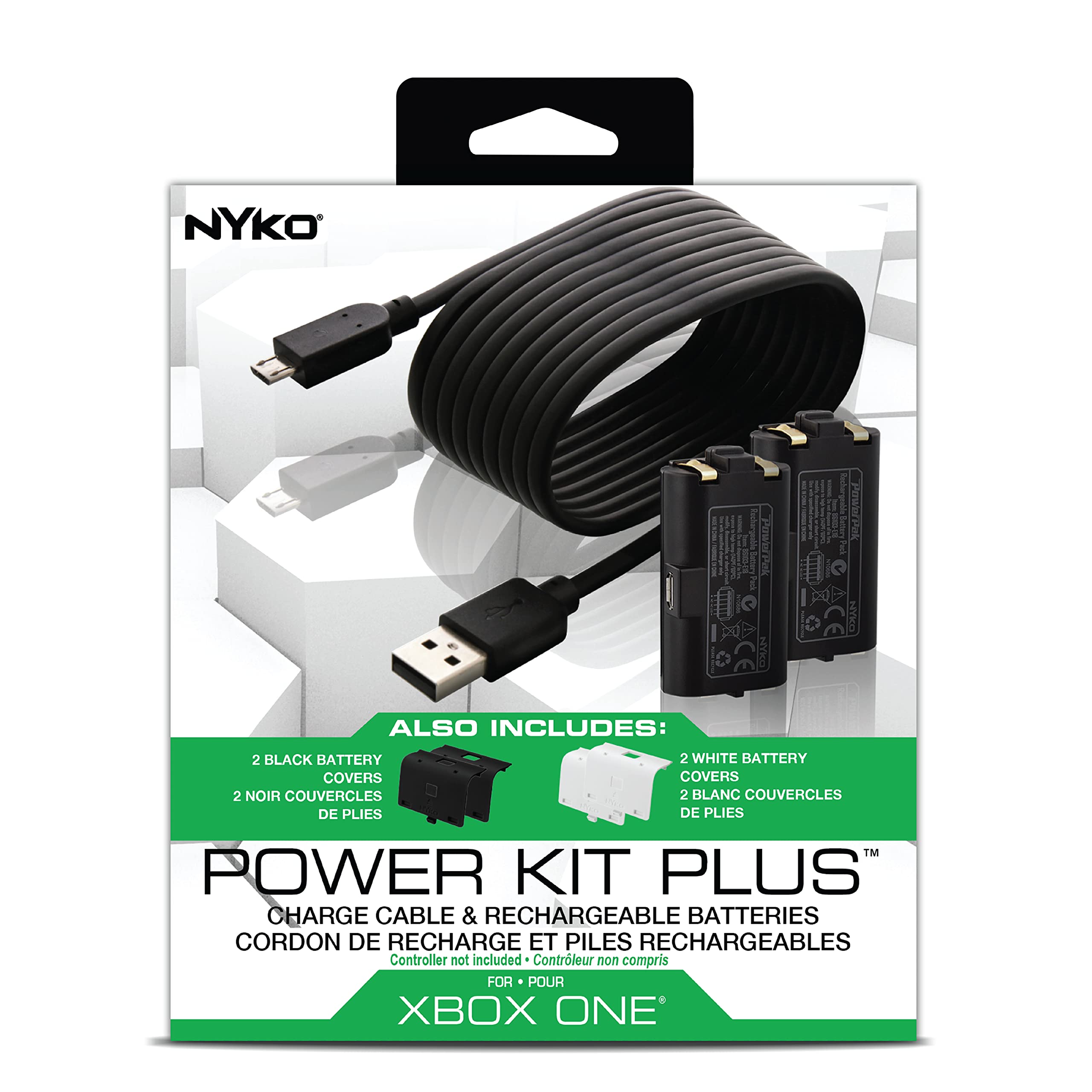 Nyko Xbox One Power Kit Plus - Rechargeable Battery Kit w/ 2 Batteries, Micro-USB Cable for Xbox one Controllers ONLY– Not Compatible w/Xbox S/X – Not Compatible w/Xbox Controllers w/Home Button