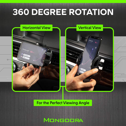 Mongoora Air Vent Car Phone Mount Holder - Locking Cell Phone Car Mount Universal for Any Smartphone, iPhone, Android - Clip On Car Phone Holder for Dashboard - Stocking Stuffers