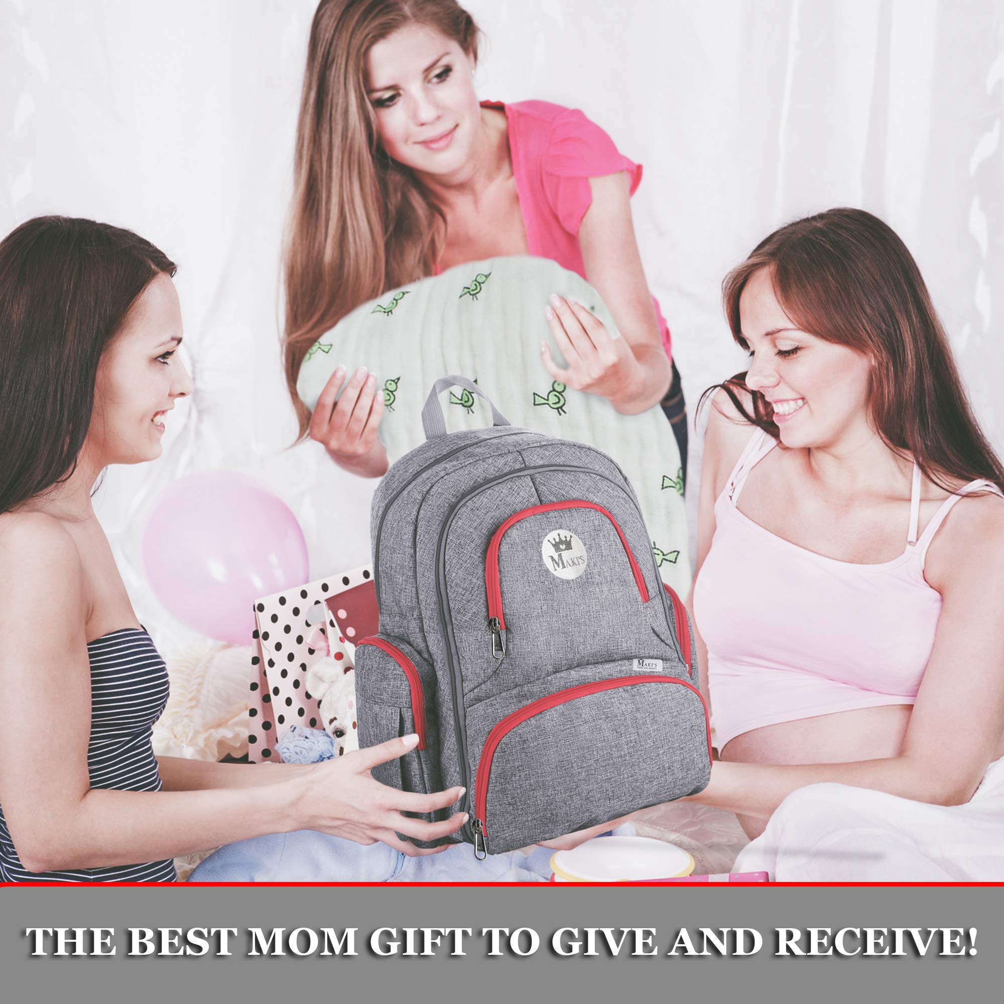 Diaper Bag Backpack with YKK Zippers for Girls and Boys, Large Waterproof Organizer with Stroller Straps, Wipes Pocket and Infant Changing Pad - Perfect for Baby Showers