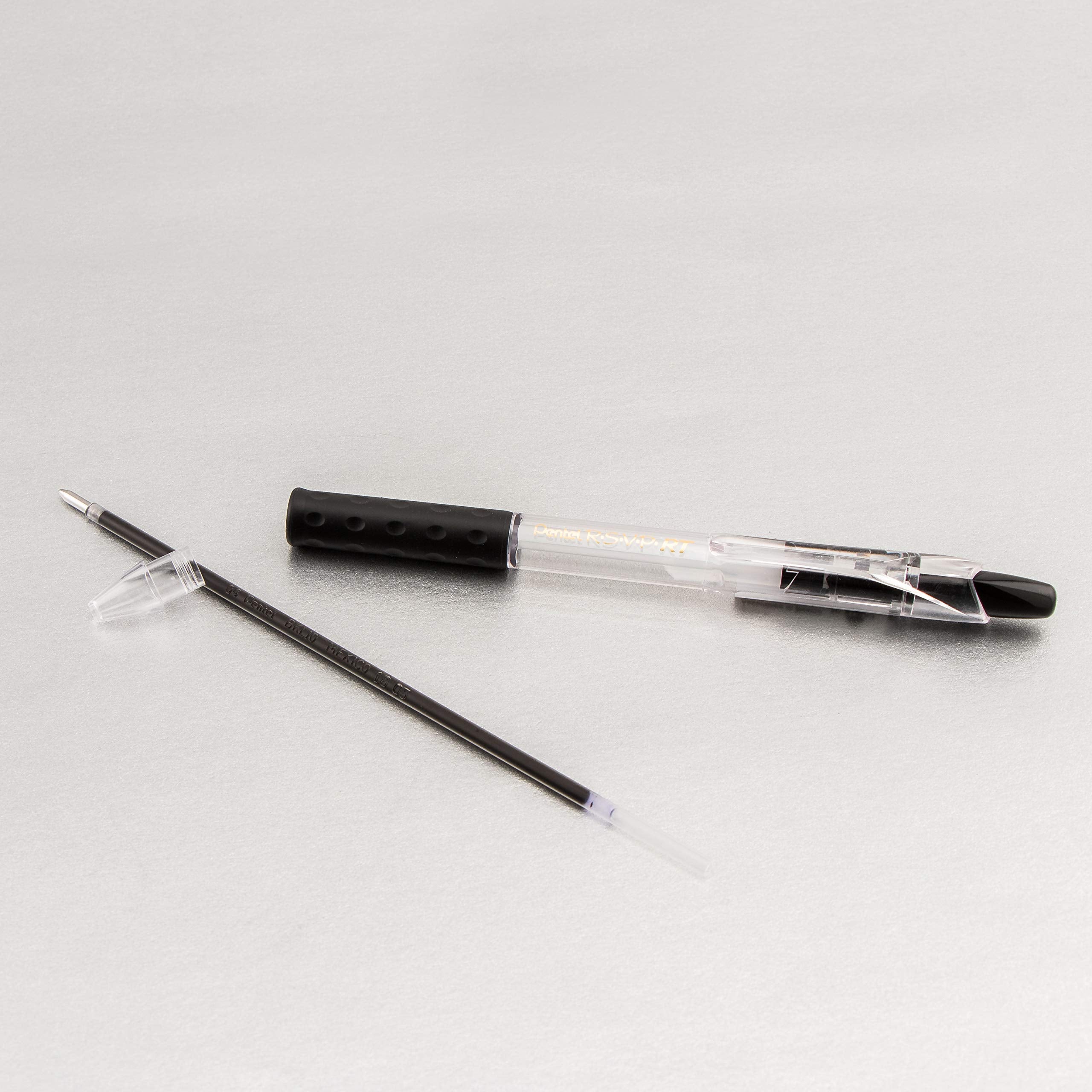 Pentel RSVP RT Retractable Ballpoint Pen, (1.0mm) Medium Line, Black Ink, Pack of 2 (BK93BP2A)