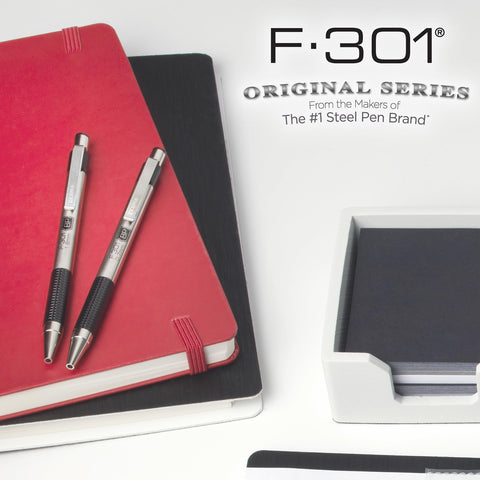 Zebra Pen F-301 Ballpoint Black Ink Fine Point 0.7mm Pen, Easy-Glide Ink, Stainless Steel Retractable, Non-Slip Grip, Professional Design, Ideal for Office, Journal and Planner Use, 4-Pack (27114)