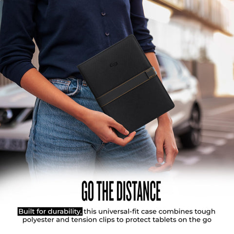 Solo New York Universal Tablet Case - Fits 8.5"-11" Tablets, Compatible with iPad 11th Generation, iPad Air M3, iPad Pro M4, Fire HD 10, & More, Magnetic Strap Closure - Metro, Black