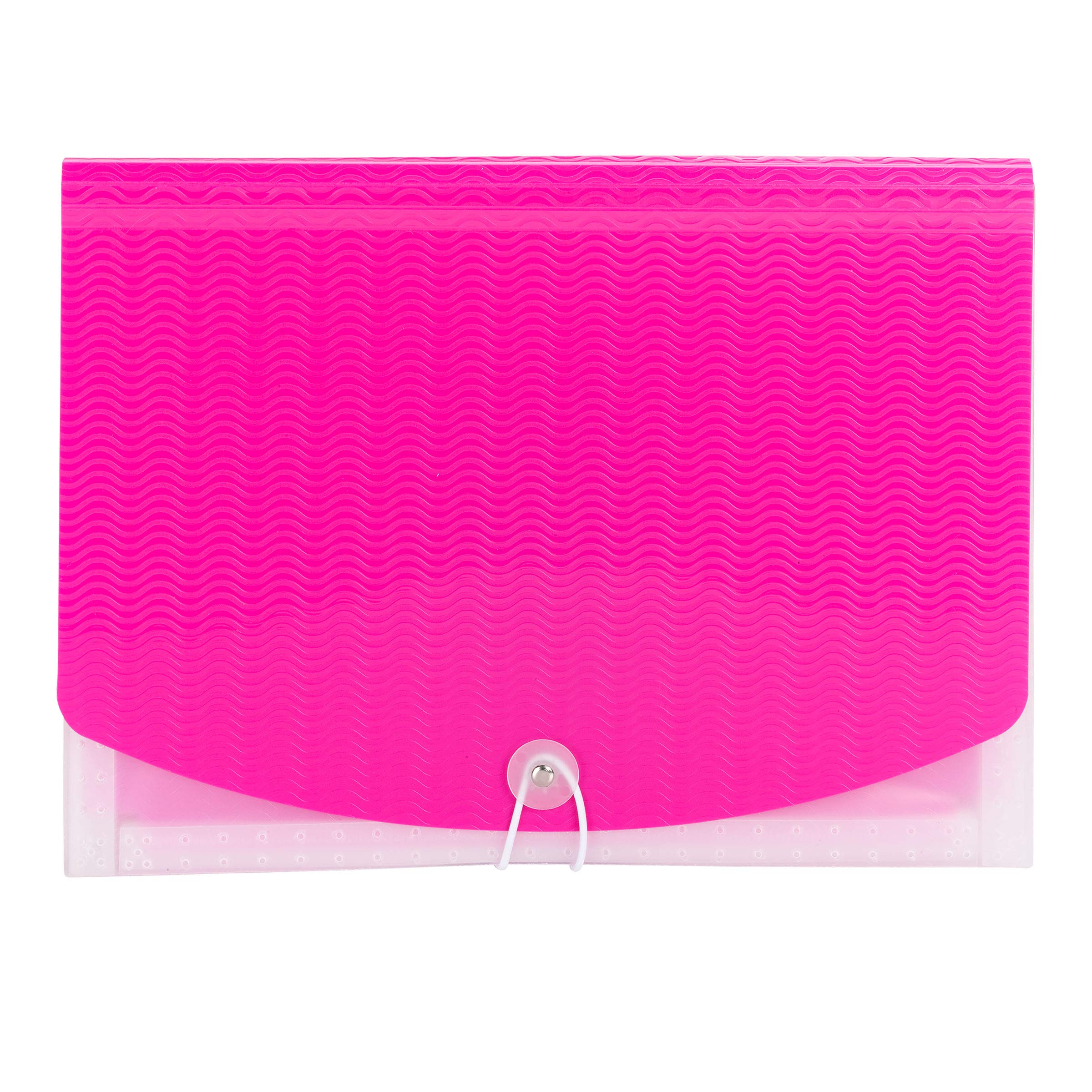 Smead Poly Expanding File, 6 Dividers, Flap and Cord Closure, Letter Size, Wave Pattern Pink/Clear (70874)