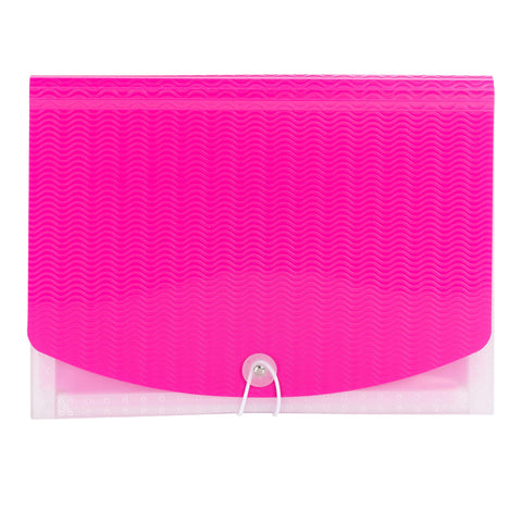 Smead Poly Expanding File, 6 Dividers, Flap and Cord Closure, Letter Size, Wave Pattern Pink/Clear (70874)
