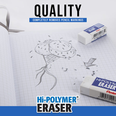 Pentel HI-Polymer Eraser Combo Pack, 6 Caps, 1 Large (ZEH0210BP7)