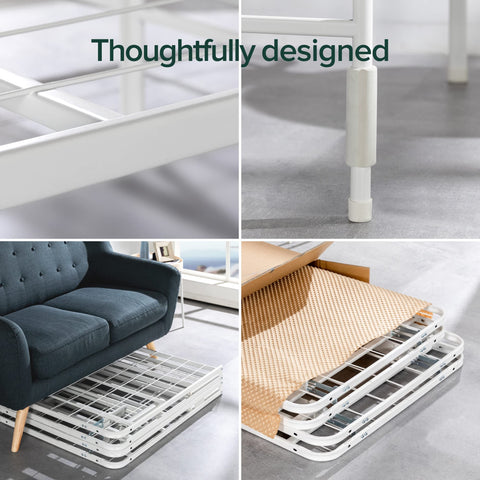 Zinus SmartBase Tool-Free Assembly Mattress Foundation, 14 Inch Metal Platform Bed Frame, No Box Spring Needed, Sturdy Steel Frame, Underbed Storage, White, Queen
