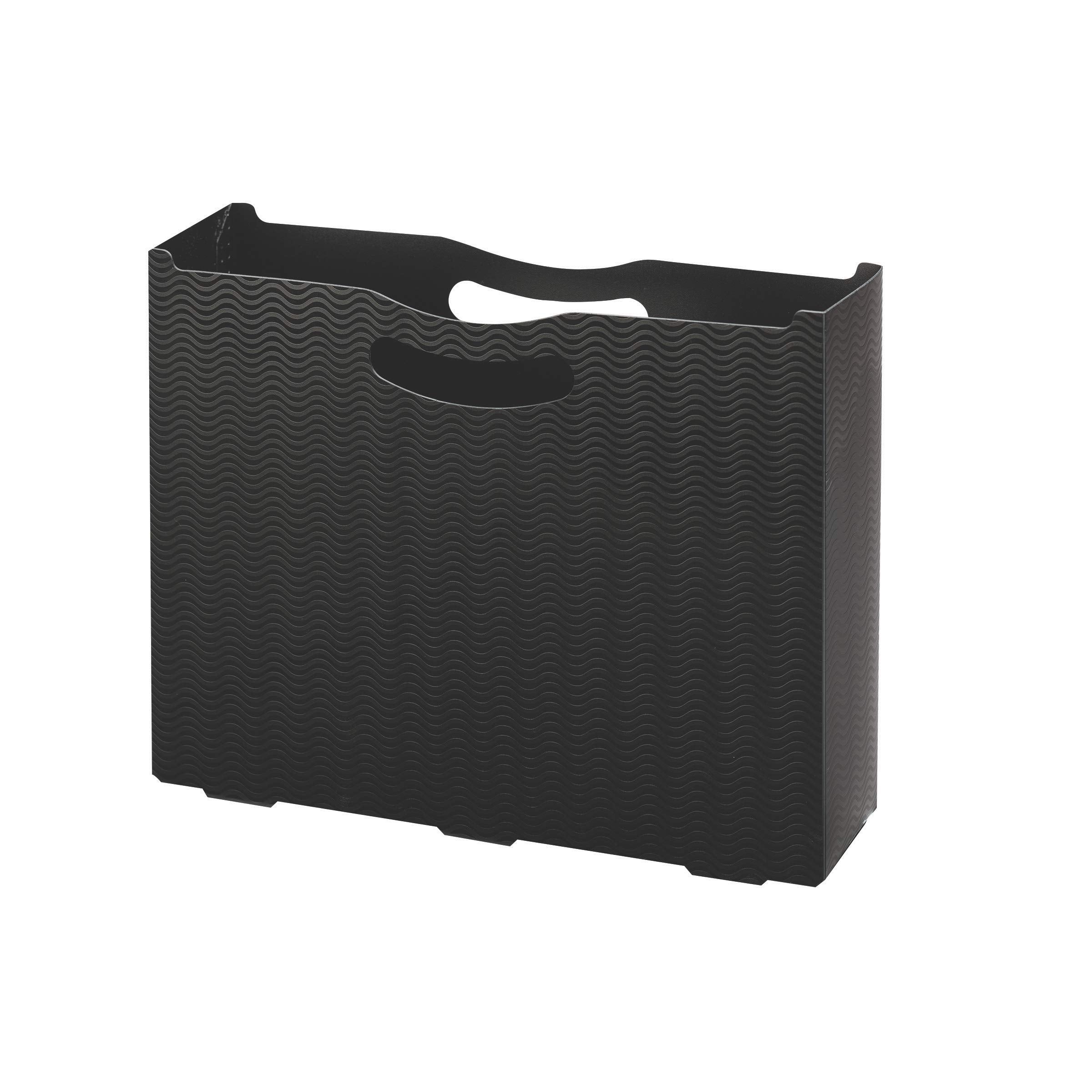 Smead Poly File Box, 3" Expansion, Die-Cut Handles, Letter Size, Black Wave Pattern (71631)