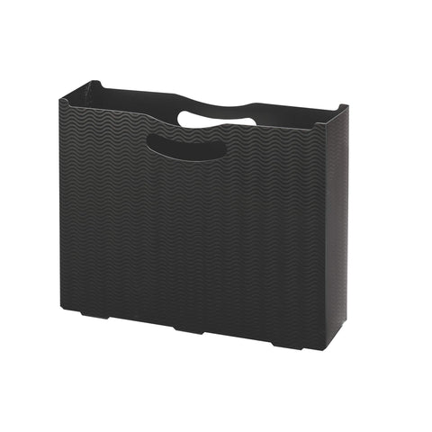 Smead Poly File Box, 3" Expansion, Die-Cut Handles, Letter Size, Black Wave Pattern (71631)