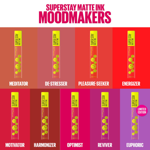 Maybelline Super Stay Matte Ink Liquid Lip Color, Moodmakers Lipstick Collection, Long Lasting, Transfer Proof Lip Makeup, Euphoric, 1 Count
