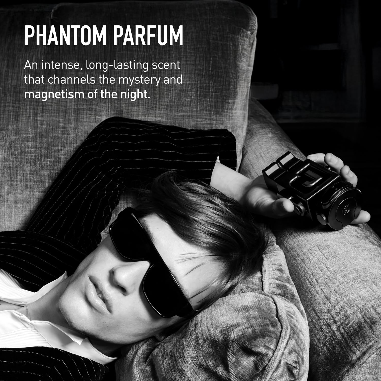Rabanne Phantom Parfum for Men - Aromatic Woody Amber Perfume with Lavender, Vanilla & Vetiver - Long Lasting & Addictive Refillable Fragrance Spray from Paris, 1.7 oz