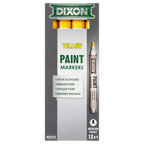 Dixon Paint Markers, Medium Tip, Box of 12, Yellow (80223)