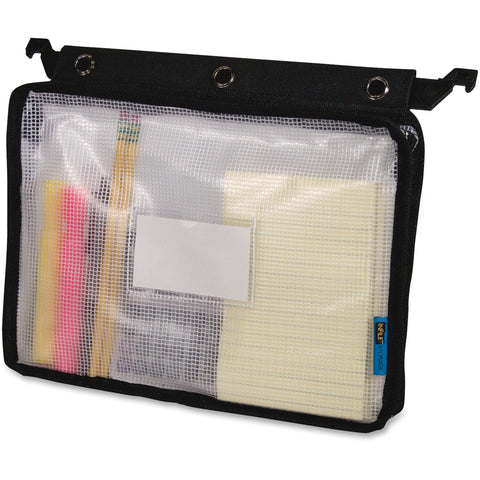 Advantus Expanding Zipper Pouch, 13 x 9.25, Black/Clear