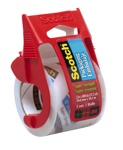 Scotch Heavy Duty Shipping Packaging Tape, 1 Roll with Dispenser, 1.88" x 22.2 Yards, 1.5" Core, Great for Packing, Shipping & Moving, Clear (341)